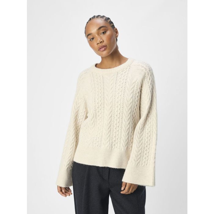 PULL EN MAILLE TORSADEE PULL ECRU Ozone