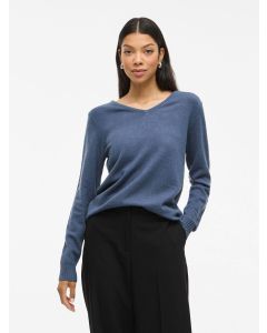 PULL EN V, SANS LAINE, BLEU