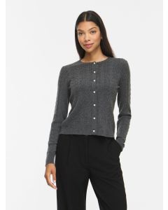 CARDIGAN EN MAILLE TORSADEE - GRIS