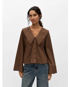 Chemise à col oversize ornée d'œillets