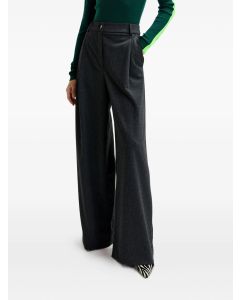 Pantalon large gris à plis creux