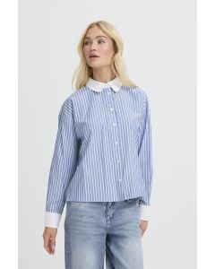 CHEMISIER RAYURES COL BLANC