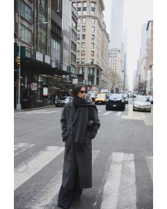LONG MANTEAU GRIS FINE RAYURE