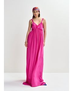 Longue robe babydoll à taille empire rose