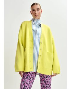 Cardigan en maille jaune à boutons en fleur