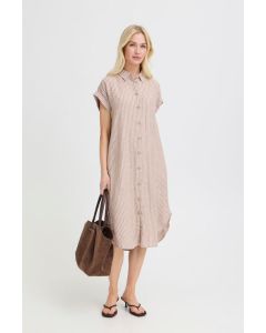 ROBE CHEMISE FINES RAYURES  55 % LIN