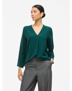 BLOUSE, col en V, manches 3/4