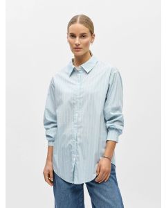 CHEMISIER AMPLE BLEU CIEL RAYURES