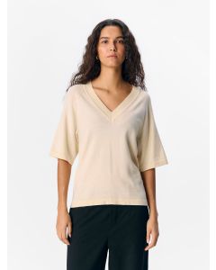 TOP EN MAILLE, EN V ECRU