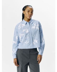  Chemise courte à rayures - Broderie florale