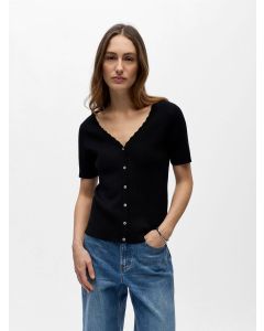 CARDIGAN MANCHES COURTES V NOIR (existe en écru & bleu )