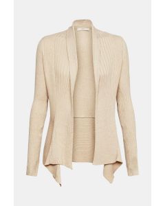 En matière recyclée : le cardigan côtelé doté de pans en pointe