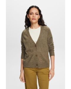 Cardigan à encolure en V boutonnée, en laine mélangée