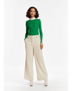 Pantalon large en velours côtelé écru