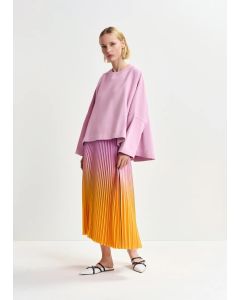 Jupe plissée en dégradé rose, orange et noire