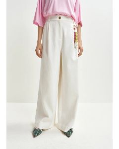 Pantalon large en coton bio mélangé blanc