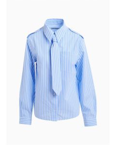 Chemise à rayures bleue et blanche avec cravate amovible