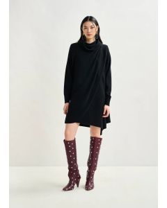 Robe asymétrique drapée noire