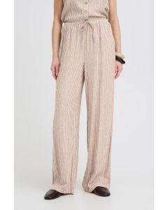 PANTALON 55% LIN FINE SRAYURES BEIGE